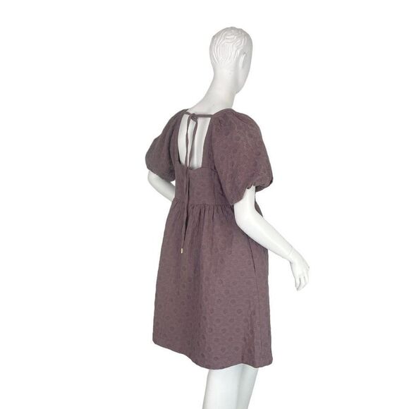 Madewell NWT Floral Quilted Puff Sleeve Mini Dress Purple Fig Multi Jacquard  L - Picture 5 of 13